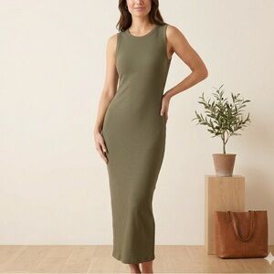 G.I.L.I. (Got It Love It) Olive Green Ribbed Sleeveless Maxi Dress -Size XSP